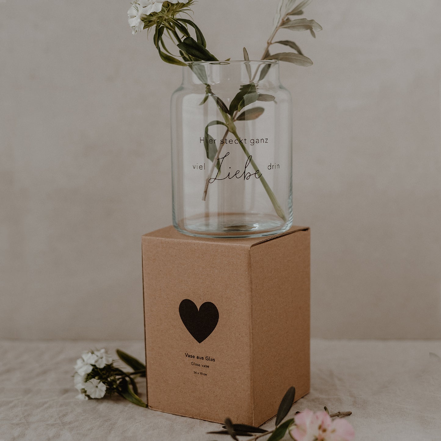 Vase aus Glas groß Liebe - Eulenschnitt -