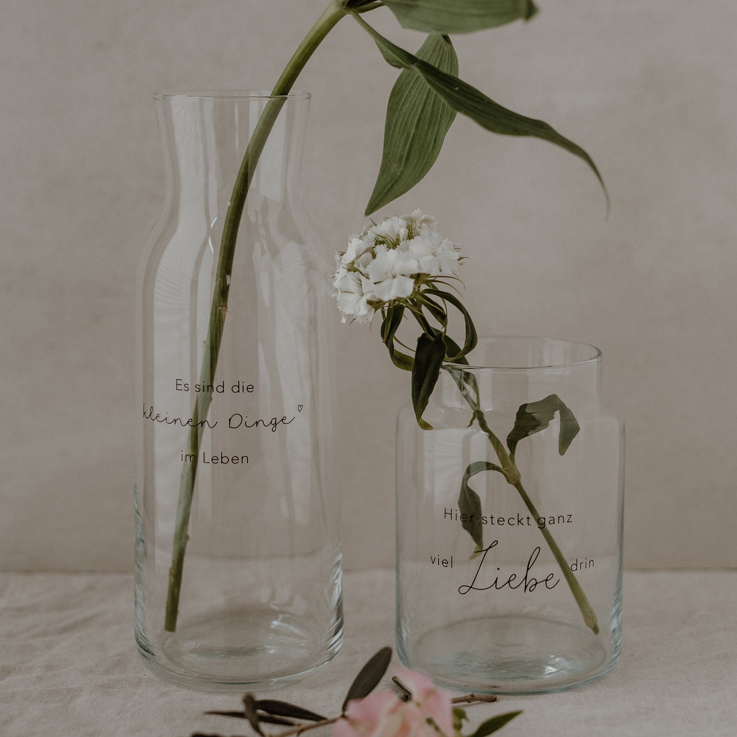 Vase aus Glas groß Liebe - Eulenschnitt -