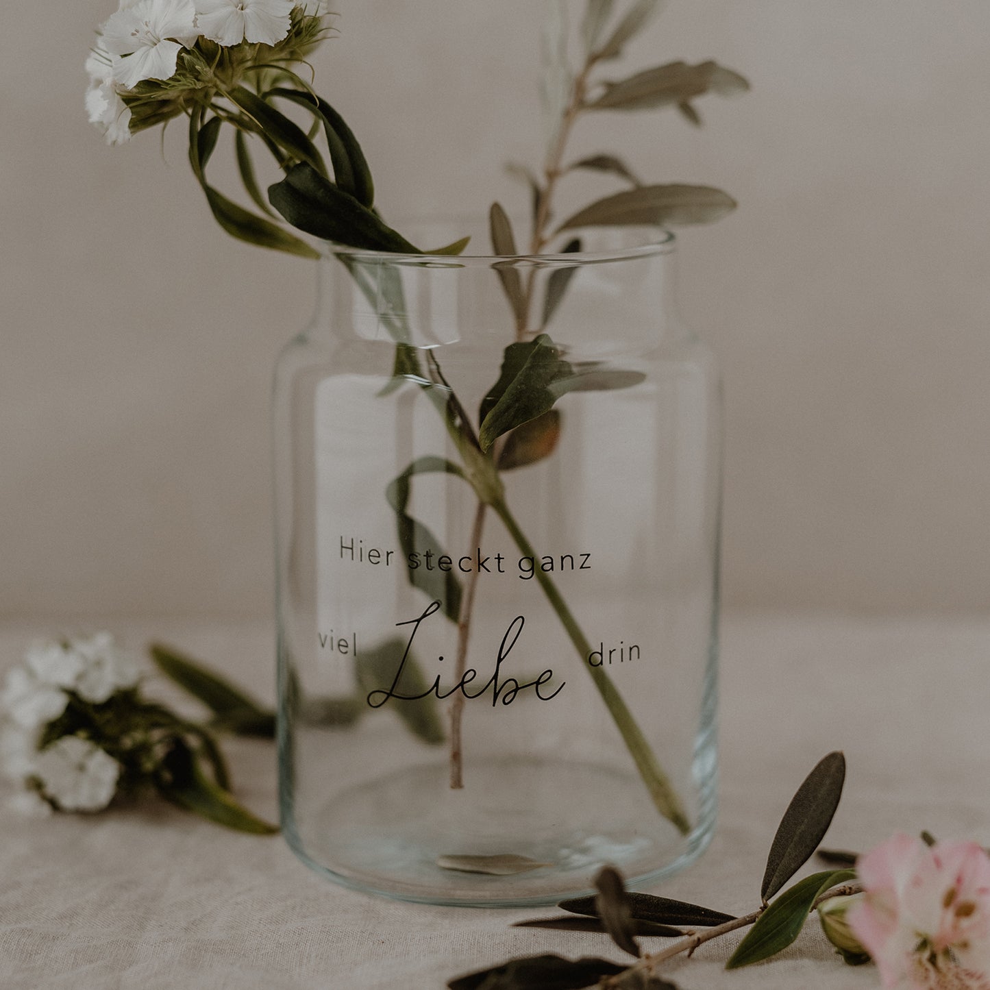 Vase aus Glas groß Liebe - Eulenschnitt -