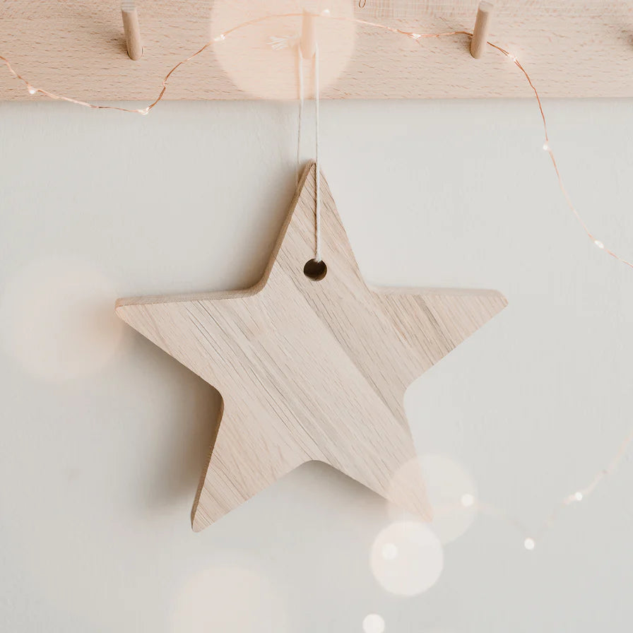 Karten- und Kerzenständer Stern aus Eiche 20cm - Eulenschnitt